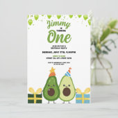 Invitation Jour d'anniversaire de l'Avocado aux fruits verts (Debout devant)