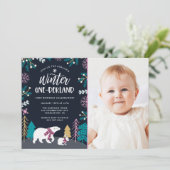 Invitation Jour d'anniversaire de l'hiver coloré Wonderland | (Debout devant)