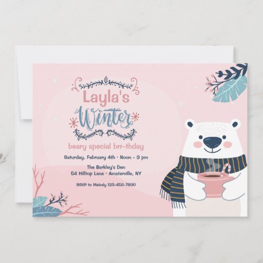 Invitation Jour d'anniversaire de l'ours polaire d'hiver (Devant)