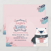 Invitation Jour d'anniversaire de l'ours polaire d'hiver (Devant / Derrière)