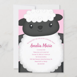 Invitation Jour d'anniversaire de mouton rose