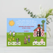 Invitation Jour d'anniversaire des enfants d'animaux d'élevag (Debout devant)