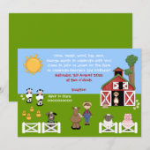 Invitation Jour d'anniversaire des enfants d'animaux d'élevag (Devant / Derrière)