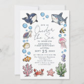 Invitation Jour d'anniversaire des enfants de l'océan marin (Devant)
