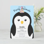 Invitation Jour d'anniversaire des enfants de pingouins migno (Debout devant)