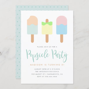 Invitation Jour d'anniversaire des enfants du Pastel Popsicle