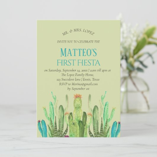 Invitation Jour d'anniversaire du Cactus Boy First (Debout devant)