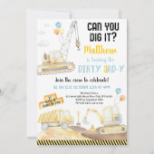 Invitation Jour d'anniversaire du camion de construction sale (Devant)