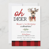 Invitation Jour d'anniversaire du Cerf de Noël du garçon Oh D (Devant)