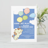 Invitation Jour d'anniversaire du chien et des ballons (Debout devant)