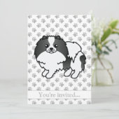 Invitation Jour d'anniversaire du Chien Poméranien noir Parti (Debout devant)