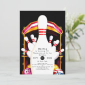 Invitation Jour d'anniversaire du club de bowling pour enfant (Debout devant)