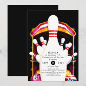 Invitation Jour d'anniversaire du club de bowling pour enfant (Devant / Derrière)