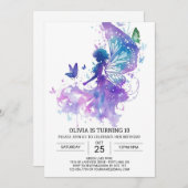 Invitation Jour d'anniversaire du Fairycore moderne (Devant / Derrière)