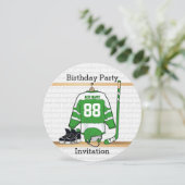 Invitation Jour d'anniversaire du hockey sur glace blanc et v (Debout devant)