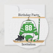 Invitation Jour d'anniversaire du hockey sur glace blanc et v (Devant)