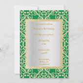 Invitation Jour d'anniversaire Gold Abstrait Vert (Devant)