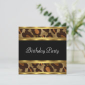 Invitation Jour d'anniversaire Gold Leopard (Debout devant)