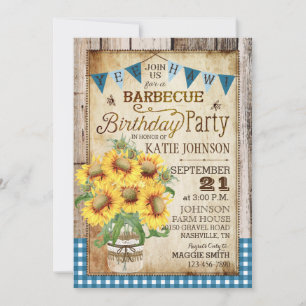 Invitation Jour d'anniversaire, le bois de tournesol russe En