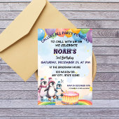 Invitation Jour d'anniversaire mignon Garçon Aquarelle Pingou