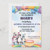 Invitation Jour d'anniversaire mignon Garçon Aquarelle Pingou (Devant)