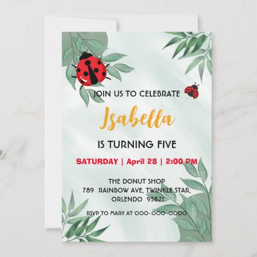 Invitation Jour d'anniversaire mignon rouge Polka dot Ladybug (Devant)