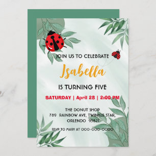 Invitation Jour d'anniversaire mignon rouge Polka dot Ladybug