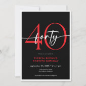 Invitation Jour d'anniversaire minimal Red Quarty Script (Devant)
