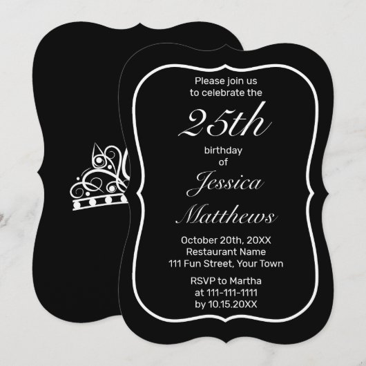 Invitation Jour d'anniversaire minimaliste blanc (Devant / Derrière)