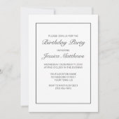 Invitation Jour d'anniversaire minimaliste blanc (Devant)