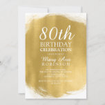 Invitation Jour d'anniversaire moderne 80th Gold Paint Look<br><div class="desc">Elégant et moderne 80th Birthday Party Gold Paint Look (faux effet - pas une vraie peinture) modèle d'invitation.</div>