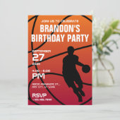 Invitation Jour d'anniversaire moderne de Baketball (Debout devant)
