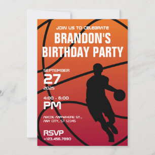 Invitation Jour d'anniversaire moderne de Baketball