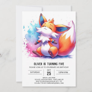 Invitation Jour d'anniversaire moderne en ligne Fox