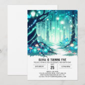 Invitation Jour d'anniversaire numérique de Woodland magique (Devant / Derrière)