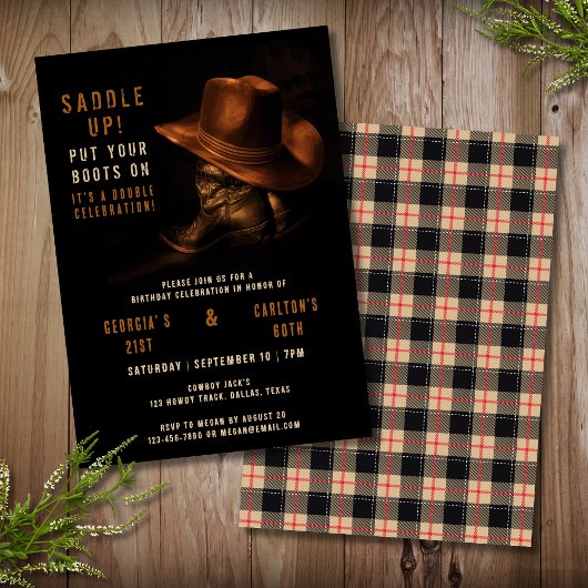 Invitation Jour d'Anniversaire Pays Western Cowboy Casquette 