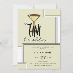 Invitation Jour d'anniversaire stylé Olive Martini a Tini Bit