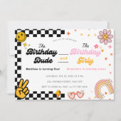 Invitation Jour d'anniversaire Super double célébration (Devant)