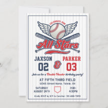 Jour d'anniversaire vintage de baseball double en-