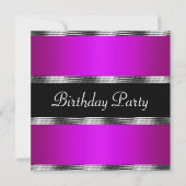 Invitation Jour d'anniversaire violet argent (Devant)