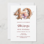 Invitation Jour de 40e anniversaire de pêche à l'or blanc (Devant)