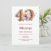 Invitation Jour de 40e anniversaire de pêche à l'or blanc (Debout devant)