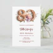 Invitation Jour de 80e anniversaire de pêche à l'or blanc (Debout devant)