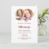 Invitation Jour de 90e anniversaire de pêche à l'or blanc (Debout devant)