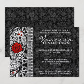 Invitation Jour de fantaisie de crâne de sucre de dentelle de (Devant / Derrière)