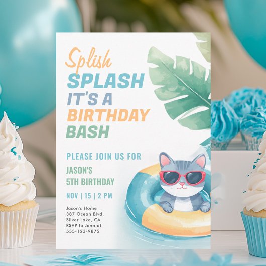 Invitation Jour de fête de la piscine de Splish