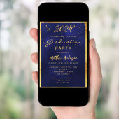 Invitation Jour de graduation marine bleu or 2025