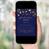 Invitation Jour de graduation marine bleu or étoiles