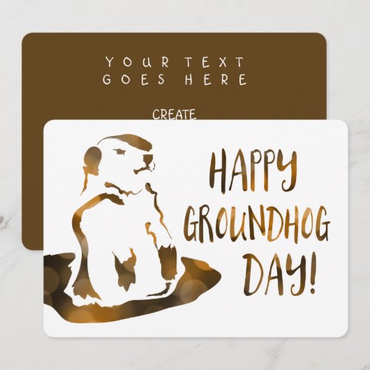 Invitation jour de groundhog heureux (Devant / Derrière)