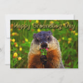 Invitation Jour de Groundhog heureux mangeant la fleur (Devant)